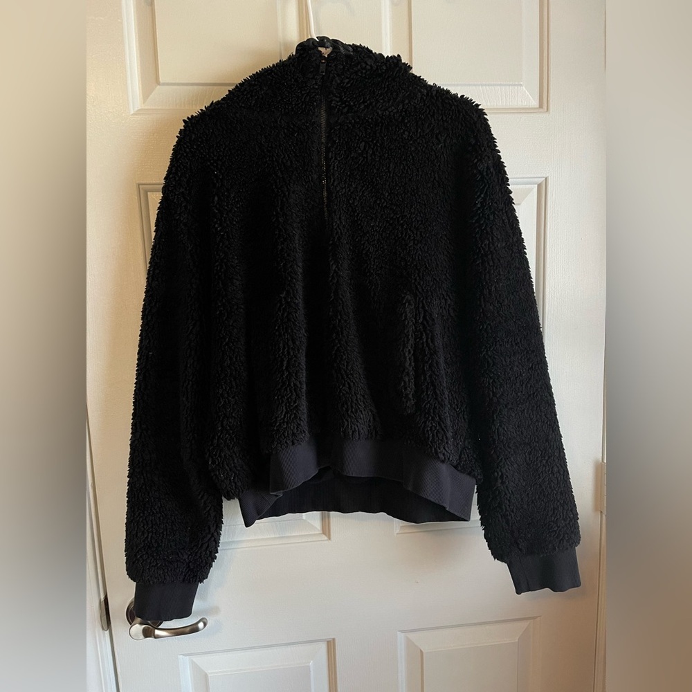 Lululemon textured fleece half-zip hoodie size 12 black